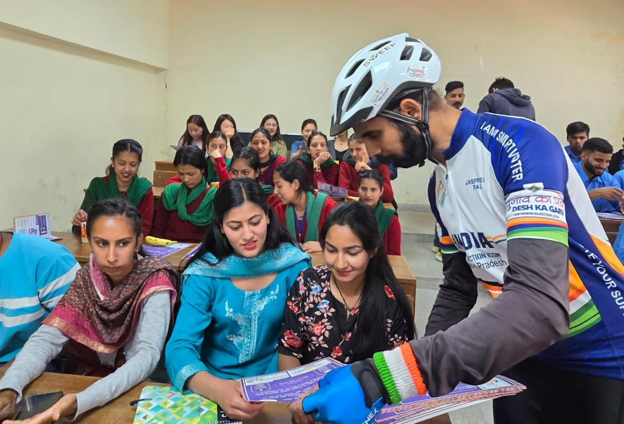 Cyclists spread awareness about ‘value of vote’ at Reckong-Peo College