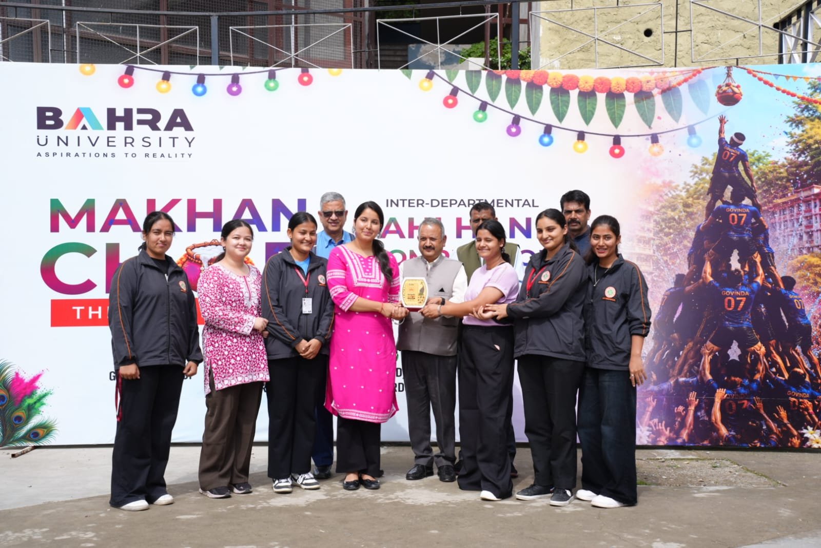 Dahi Handi celebration held at Bahra University on Janmashtami